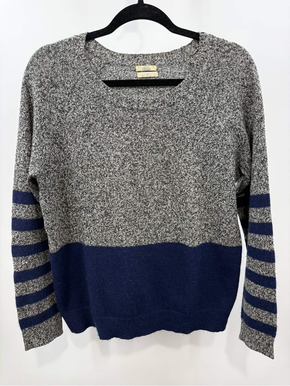Wallace Merino Wool Rabbit Hair Blend Colorblock Striped Sweater Size Large